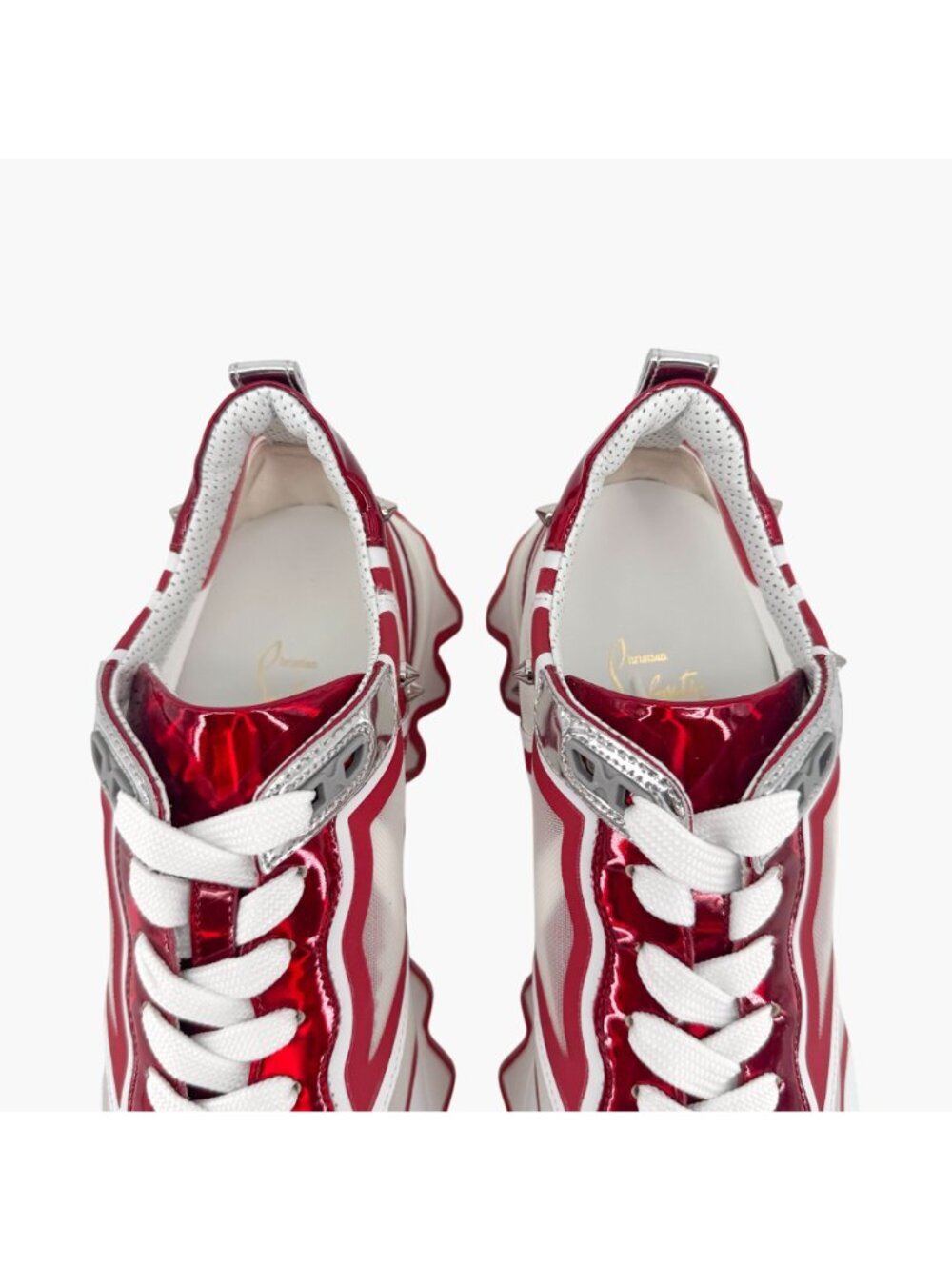 Christian Louboutin Sharkina White Mesh Red Sneakers Size 39.5 US 9.5 Women 6924 - Picture 6 of 15